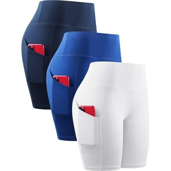 Neleus High Waist Biker Shorts Women Tummy Control Yoga Running Gym Workout - Picture 1 of 7